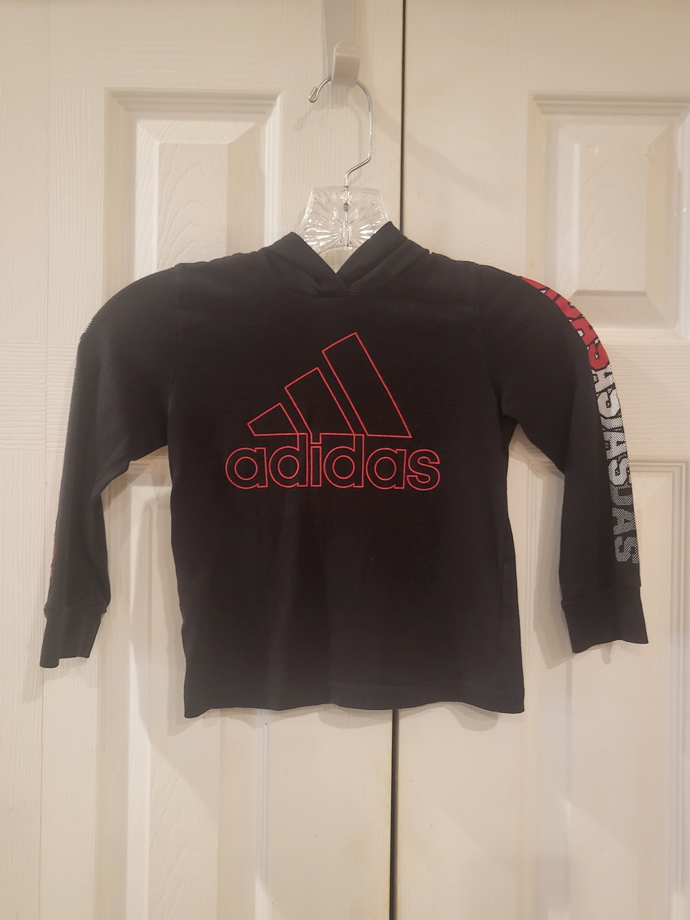 Adidas Toddler Boys Black & Red Graphic Pullover Hoodie - Size 3T